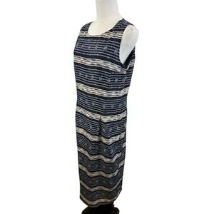 Adrianna‎ Papell 100% Silk Maxi Dress Sleeveless Striped Party Cocktail Size 10